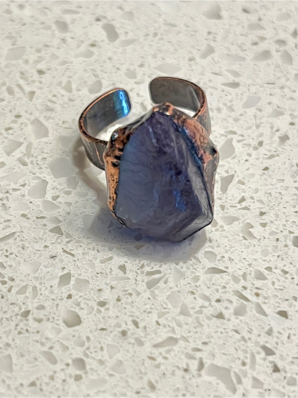Retro Style Natural Crystals Cluster Big Statement Adjustable‎ Ring